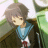 Pixelated static image of an anime-style character with short brown hair, light skin, and a blue shirt under a dark jacket, set against green foliage background.