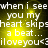 Pixelated text on a yellow and black background with repeated phrases about heartbeats and love, displayed in four quadrants.