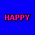 Pixelated birthday graphic with blue and pink text sections above a cake illustration featuring lit candles.