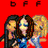 Three women stand together against a red background with 'BFF' text above them; text changes from 'BFF' to 'Jennifer + Tine + Me!' and 'I luv u guys!!' across frames.
