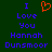 Static pixel art displays 'I Love You Hannah Dunsmoor' in blue text with an orange heart symbol on a dark green background.