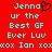 Red background with cyan pixelated text and a black heart symbol, displaying 'Jenna ur the Best GF Ever Luv xox Ion xox' in two identical vertical