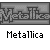 Animated contact sheet of 12 pixel-art Metallica buddy icons showing character head variations with different hair colors and expressions on a gray background.