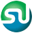 Circular icon with green and blue gradient design featuring stylized 'G' and 'U' letters in white outline, set against gray background.