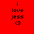 Red background with black pixelated text reading "i love jess <3" in two identical vertical