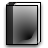 Static grayscale icon of a book with black wireframe borders, showing a front cover and spine against a light gray background.