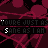A repeating of pixelated text and abstract shapes in dark red, black, and white with animated color shifts