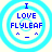 Four circular blue-and-white pixelated icons arranged in a , each displaying "I LOVE FLYLEAF" text with a small smiley face below