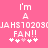 Pink background with white pixelated text reading "I'm A FAN!!" and a string of alphanumeric characters, accompanied by four symbols below.
