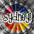 Pixelated icon with stylized text 'Sylph' in white and black, surrounded by colorful abstract shapes on a gray background.