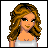 Pixel art icon of a woman with curly brown hair wearing a white tank top, displayed in the top-left frame of a 2x2 contact sheet with red text below on black background.
