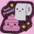 Pixelated icon shows two smiling characters: a white figure with large ears and pink lips, and a pink striped character below it, both against dark purple background with yellow stars on light pink backdrop.