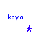 Blue 'kayla' text appears in four corners of a white background with three stars in the center, one dark blue and two light purple.