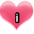 A static icon with a pink heart background and the letter 'i' in black text.