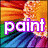 A pixelated image with a rainbow-colored background and text reading "paint the world!" in distinct colored letters.
