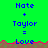 Green background with blue text 'Nate + Taylor = Love' repeated three times, each followed by a pink and brown pixelated wave pattern.