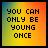 Four square display pixelated text on gradient backgrounds with black borders between them