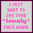 25 pixelated text-based icons with pink and black lettering on light gray backgrounds, each displaying variations in the phrase "I JUST WANT TO SEE YOUR 'lovely' FACE AGAIN"