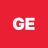 Red background with white pixelated 'GE' text centered in the frame.