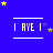 Blue background with white horizontal lines framing 'I AYE I' text, scattered yellow and purple stars in pixelated style.