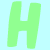 nine squares with alternating light green and cyan backgrounds displays the letters H, A, N in a pixelated font across three