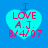 Four identical heart-shaped icons with red text on a blue background, each displaying "I LOVE A.J. 8/4/07" in pixelated font.