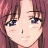 Pixelated anime-style character with pink hair and blue eyes on left, black background with white text on right.