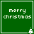 Four green square with white borders display 'merry christmas' text and small tree icons, arranged in a