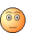 A 3x2 contact sheet of six pixelated orange emoji faces with varying mouth expressions and blue speech bubbles containing "HI" text, displayed on a gray background.