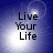 Four- of 'Live Your Life' text on blue gradient backgrounds with white light effects, each showing distinct pixel-level variations in text and background elements