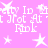 Pink background with repeating white text and star shapes in a pixelated style.