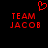 Red pixelated text 'TEAM JACOB' appears twice on a black background with a red heart symbol above the left instance.
