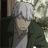 Pixelated static image of a character with light gray hair, dark green jacket, and light gray pants, standing against a blurred background.