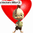 Pixelated cartoon chicken character stands before red heart, shifting stance across frames with subtle pose changes and consistent facial expression.