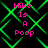 Four identical display pink text 'Mike Is A Poop' over a black background with green diagonal lines, arranged in a