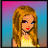 Pixelated cartoon-style animated contact sheet showing a female character with long brown hair in two side-by-side frames against gradient backgrounds, each frame displaying the same pose but different background colors.
