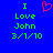 Blue background with green pixelated text reading "I Love John 3/1/10" and a red pixelated heart symbol above the text.