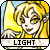 A cartoon-style character with long yellow hair and golden wings, wearing a yellow dress, with the word LIGHT below.