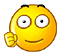 Yellow cartoon face with black eyebrows, white eyes, and a smiling mouth; some frames show lightbulb props held in hands.