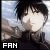 Animated sequence of a character with black hair and light skin, wearing dark clothing against a cloudy sky background, with 'FAN' text below.