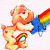 A 50x50 pixel animated Care Bear icon with two bears holding rainbow objects against a white background, alongside green text reading "Original Icons .com" on a dark green panel.