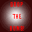 Four circular icons with red text "DROP THE BOMB!" on a dark background, each with a white radial gradient center.