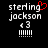 Pixelated text displays 'sterling jackson' with a red heart above 'sterling', a '3' symbol, and white vertical bars on black background.