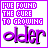 identical pixelated text with purple and white color scheme, each displaying 'I'VE FOUND THE CURE TO GROWING older' in stylized font