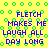 Yellow background with green circular patterns and blue text reading "FLETCH MAKES ME LAUGH ALL DAY LONG" repeated in two