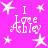 A static image with a bright pink background featuring white text and star shapes. The text reads "I Love Ashley" in a stylized font, repeated four times. White star shapes are scattered across the background. The image has a pixelated, low-resolution appearance typical of early digital graphics.