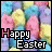 four-by-four Easter-themed icons with 'Happy Easter' text, each showing subtle color variations in the background and text