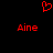Red pixelated heart symbol above two identical red text labels on black background.