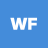 Blue background with white pixelated 'WF' text centered in the frame.
