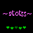 ~stotts~ in pink pixelated text with green plus signs below; left side shows one less green plus sign than the right side.